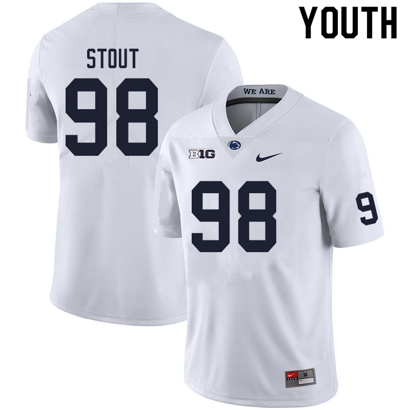 Youth #98 Jordan Stout Penn State Nittany Lions College Football Jerseys Sale-White - Click Image to Close